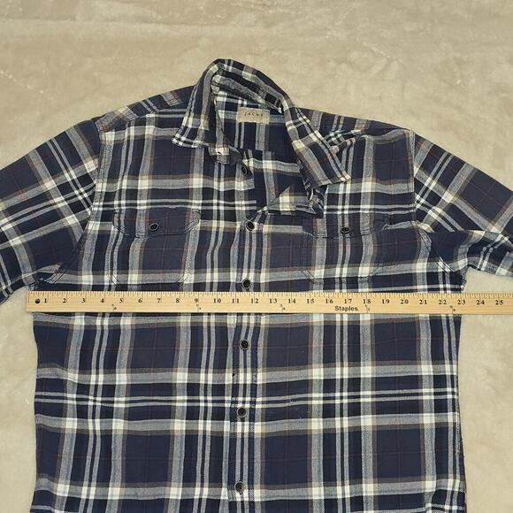 Jachs Men’s Flannel Shirt Blue Plaid Long Sleeve Button Front Casual Size M - Picture 9 of 10